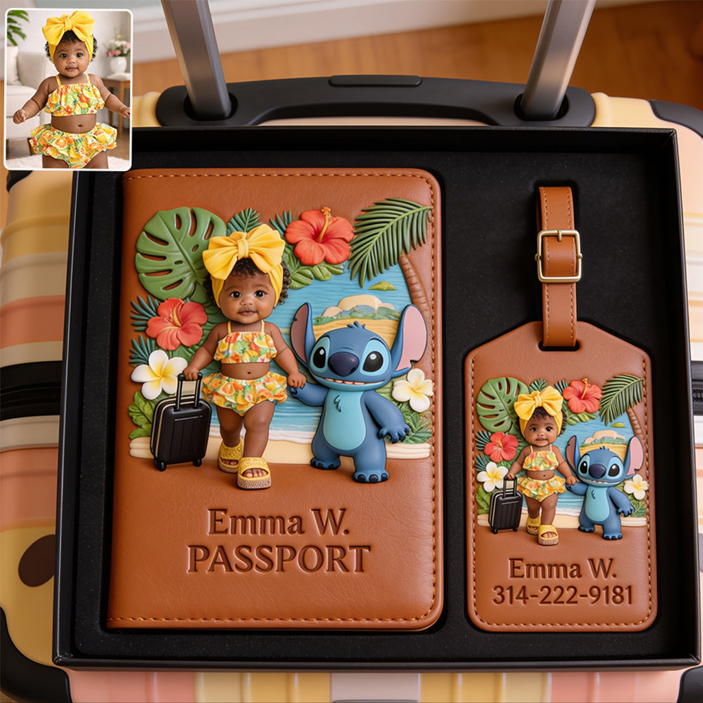 Aloha Adventure - Personalized Ohana Passport Holder & Luggage Tag Set