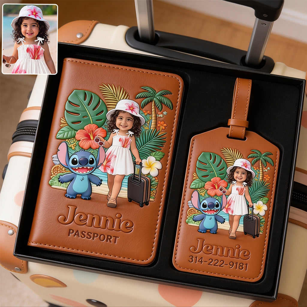 Aloha Adventure - Personalized Ohana Passport Holder & Luggage Tag Set