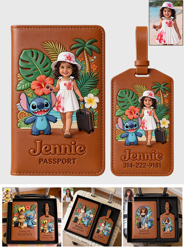 Aloha Adventure - Personalized Ohana Passport Holder & Luggage Tag Set