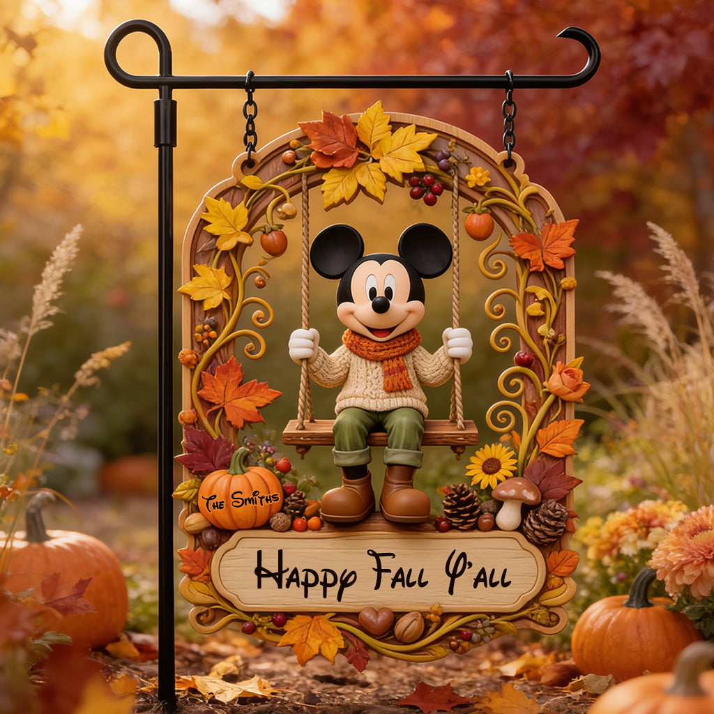 Happy Fall Y'all - Personalized Mouse Wood Sign With Stake