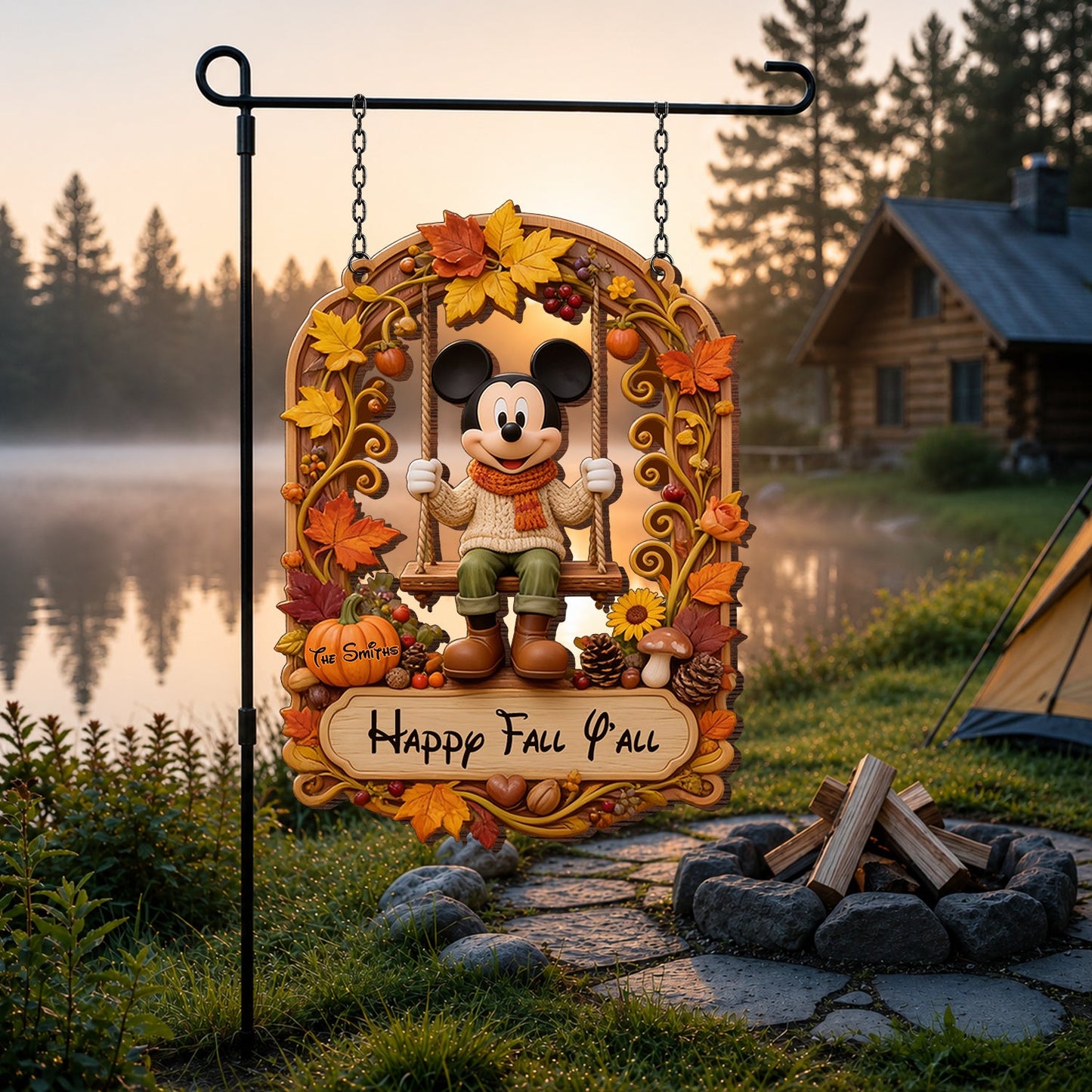 Happy Fall Y'all - Personalized Mouse Wood Sign With Stake