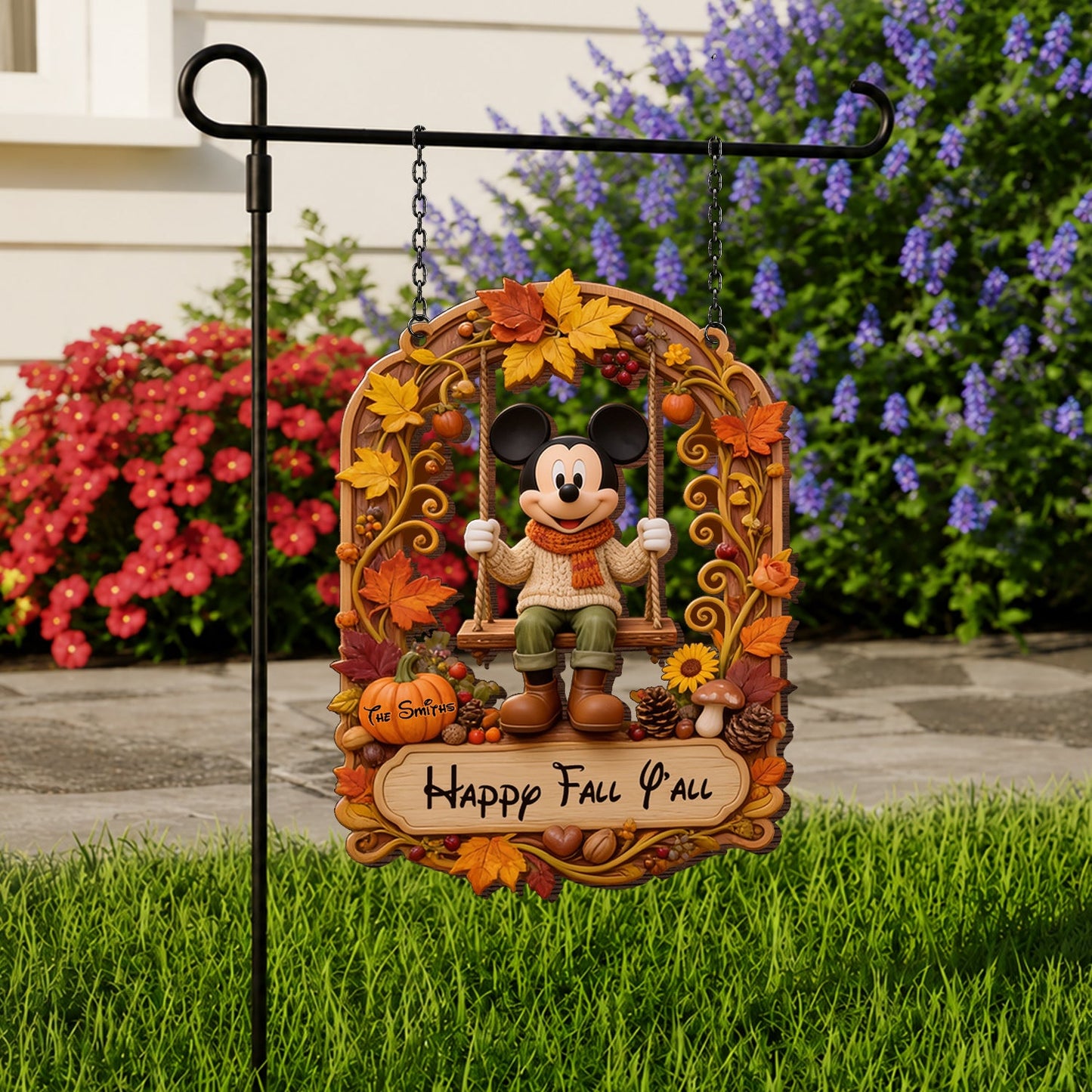 Happy Fall Y'all - Personalized Mouse Wood Sign With Stake