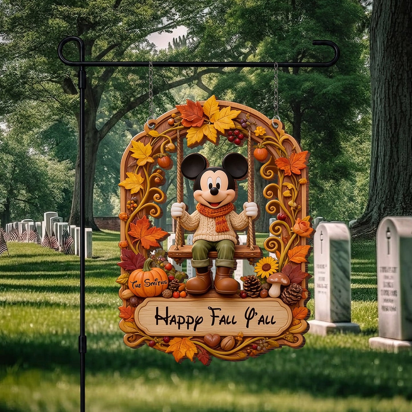 Happy Fall Y'all - Personalized Mouse Wood Sign With Stake