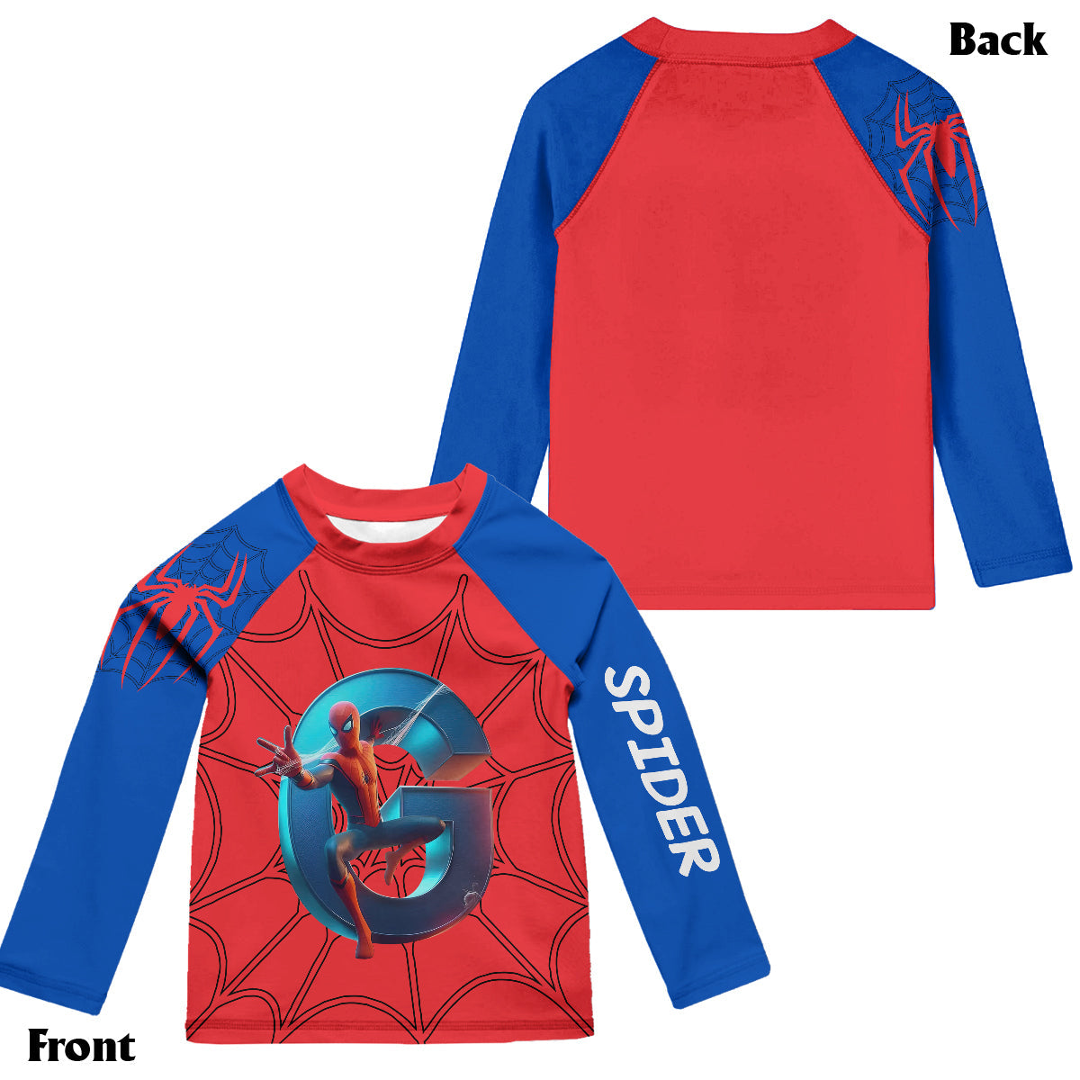 Cool Spider - Personalized Kid Swimsuit Trunk Rashguard Set