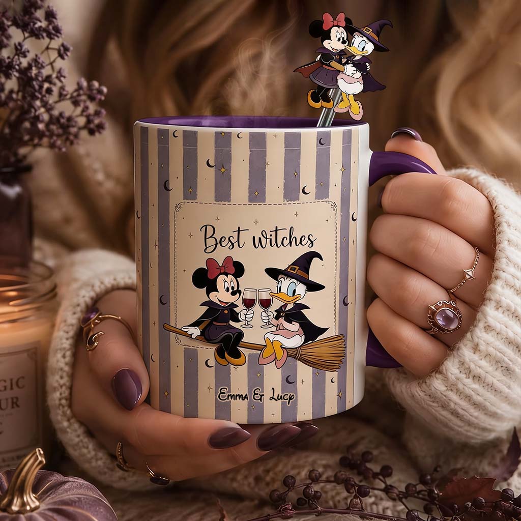 Best Witches, Besties Gift Idea - Personalized Witch Set Accent Mug with Acrylic Stirrers