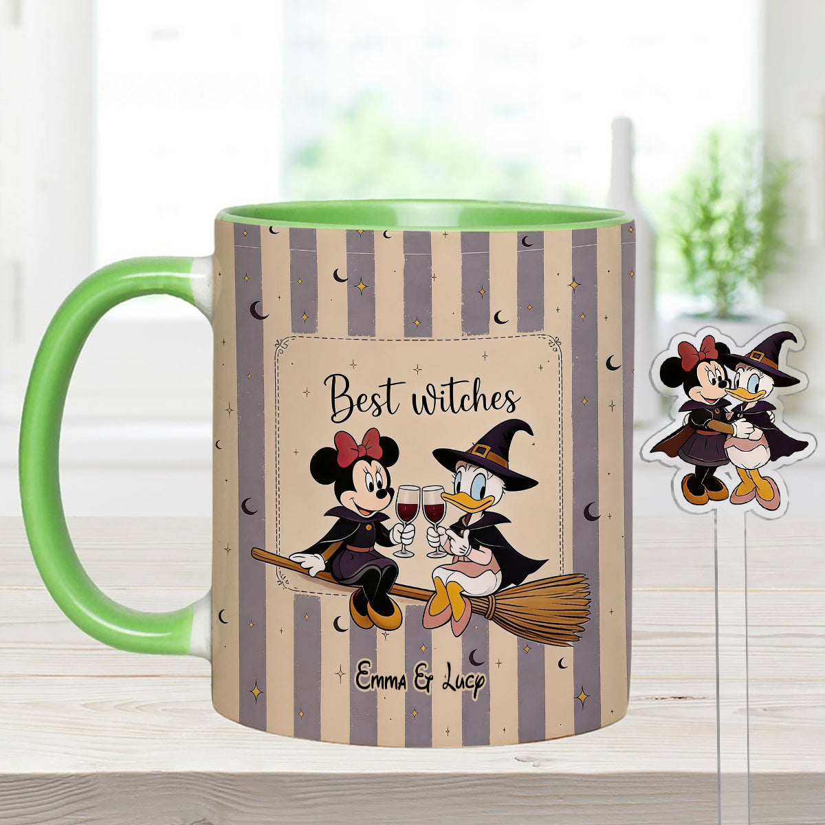 Best Witches, Besties Gift Idea - Personalized Witch Set Accent Mug with Acrylic Stirrers