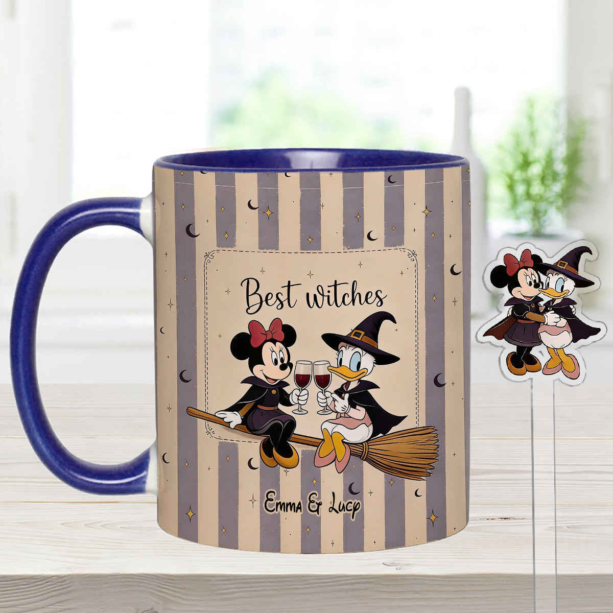Best Witches, Besties Gift Idea - Personalized Witch Set Accent Mug with Acrylic Stirrers
