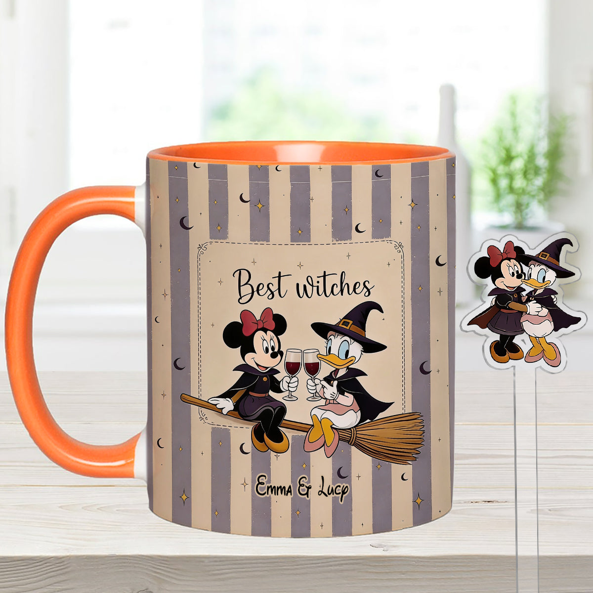 Best Witches, Besties Gift Idea - Personalized Witch Set Accent Mug with Acrylic Stirrers