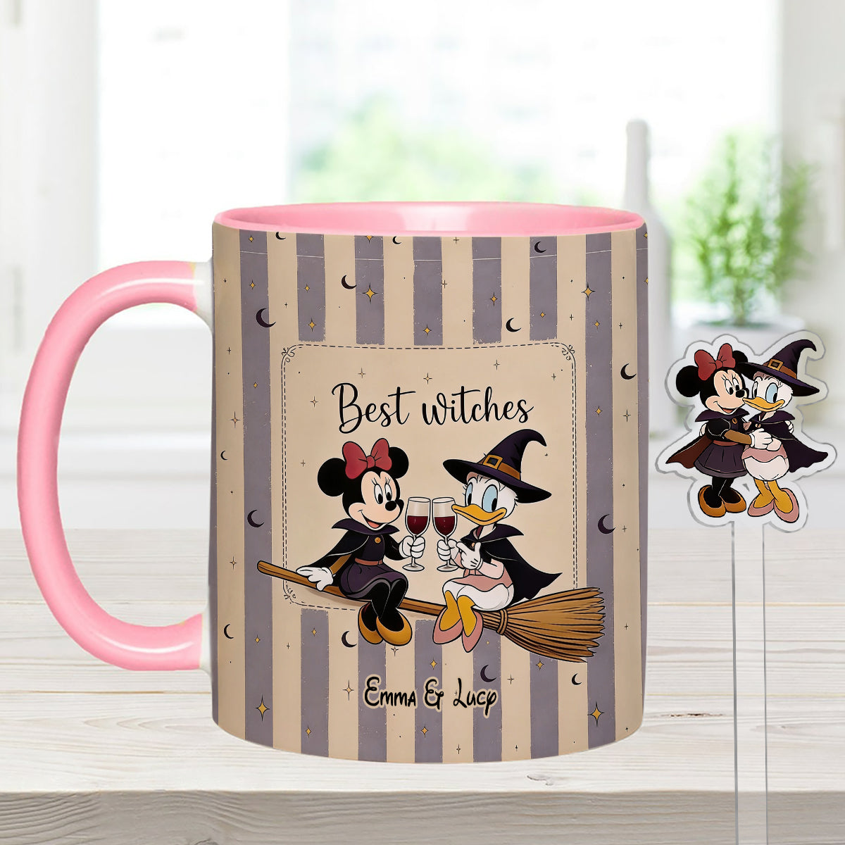 Best Witches, Besties Gift Idea - Personalized Witch Set Accent Mug with Acrylic Stirrers