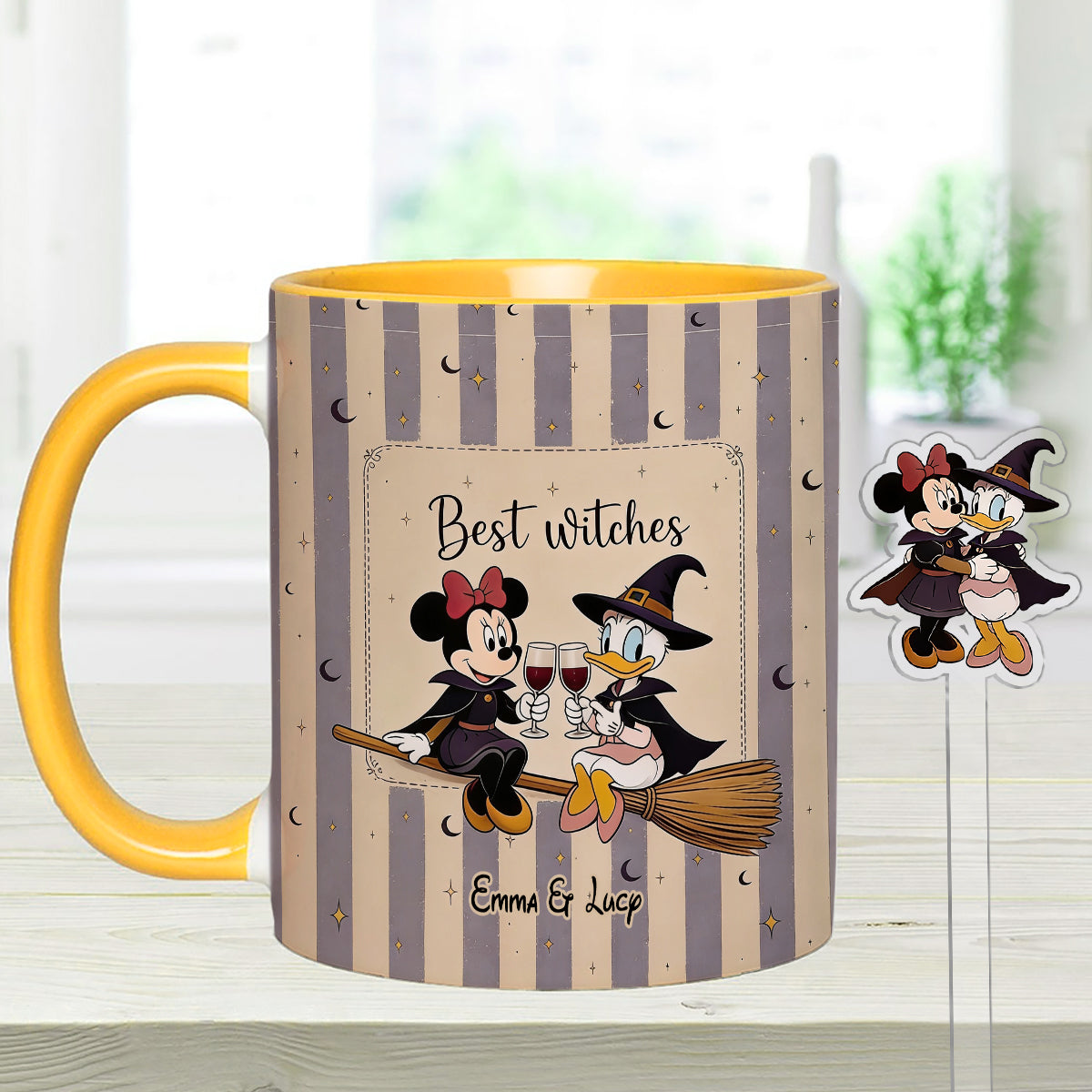 Best Witches, Besties Gift Idea - Personalized Witch Set Accent Mug with Acrylic Stirrers
