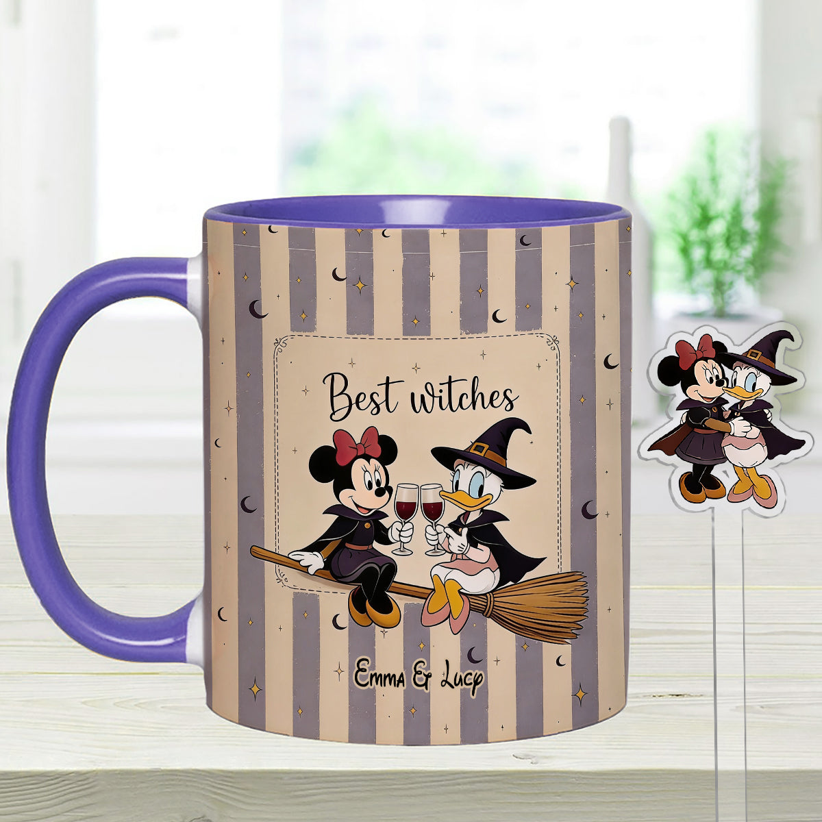 Best Witches, Besties Gift Idea - Personalized Witch Set Accent Mug with Acrylic Stirrers