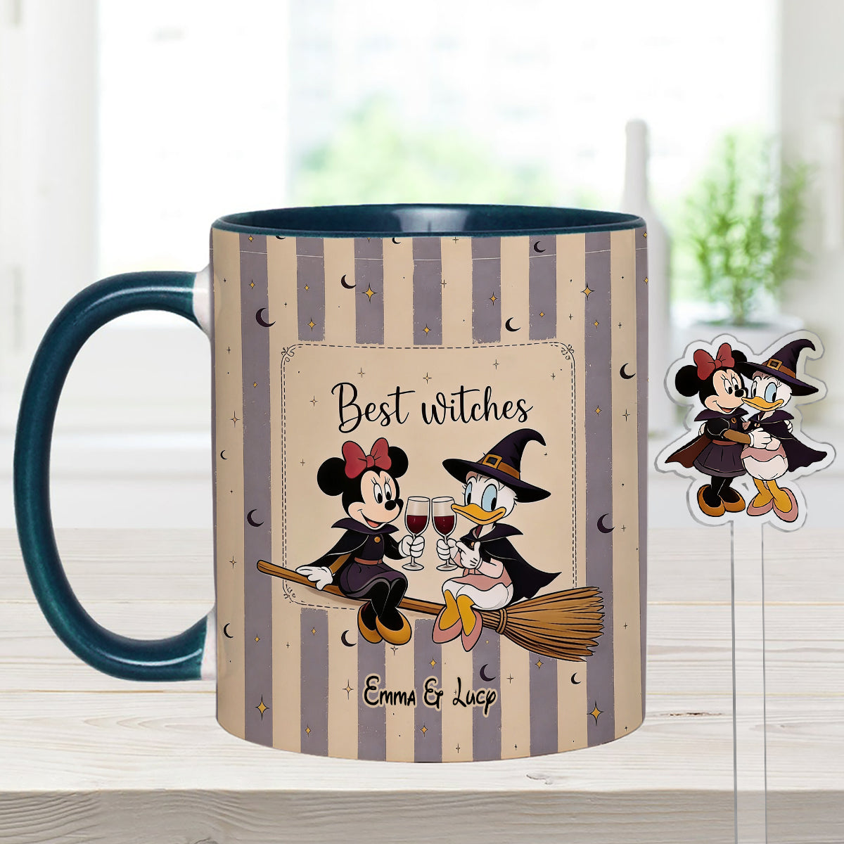 Best Witches, Besties Gift Idea - Personalized Witch Set Accent Mug with Acrylic Stirrers