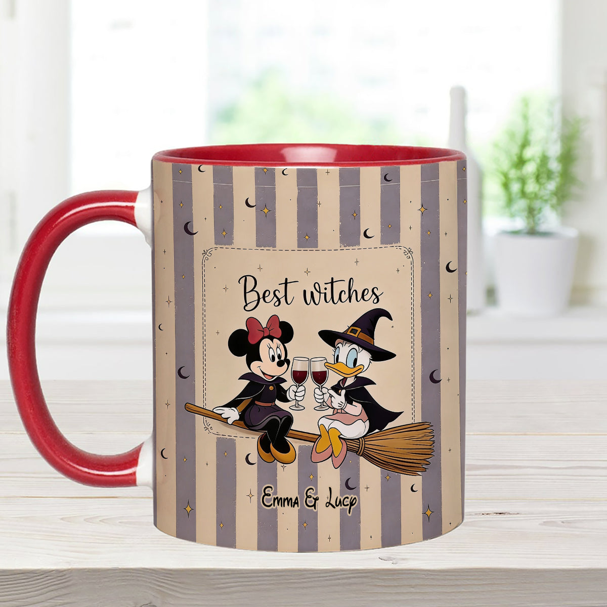 Best Witches, Besties Gift Idea - Personalized Witch Set Accent Mug with Acrylic Stirrers