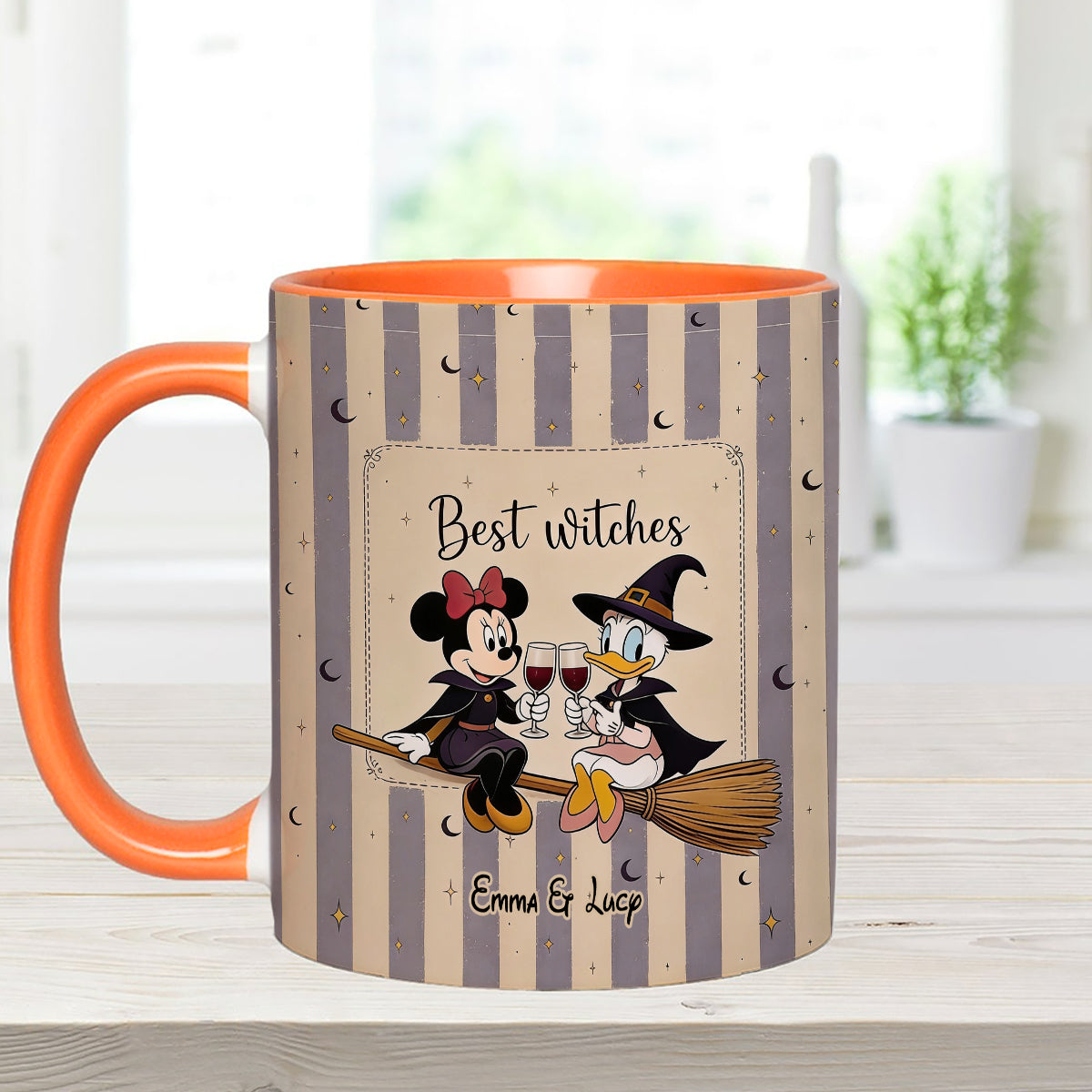 Best Witches, Besties Gift Idea - Personalized Witch Set Accent Mug with Acrylic Stirrers