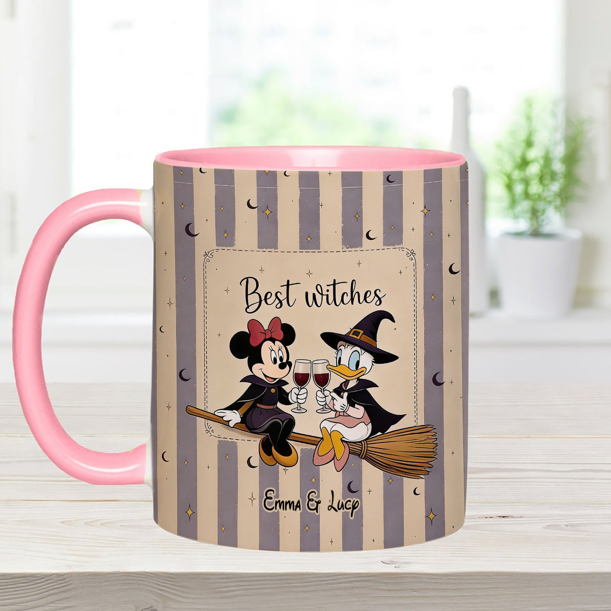 Best Witches, Besties Gift Idea - Personalized Witch Set Accent Mug with Acrylic Stirrers