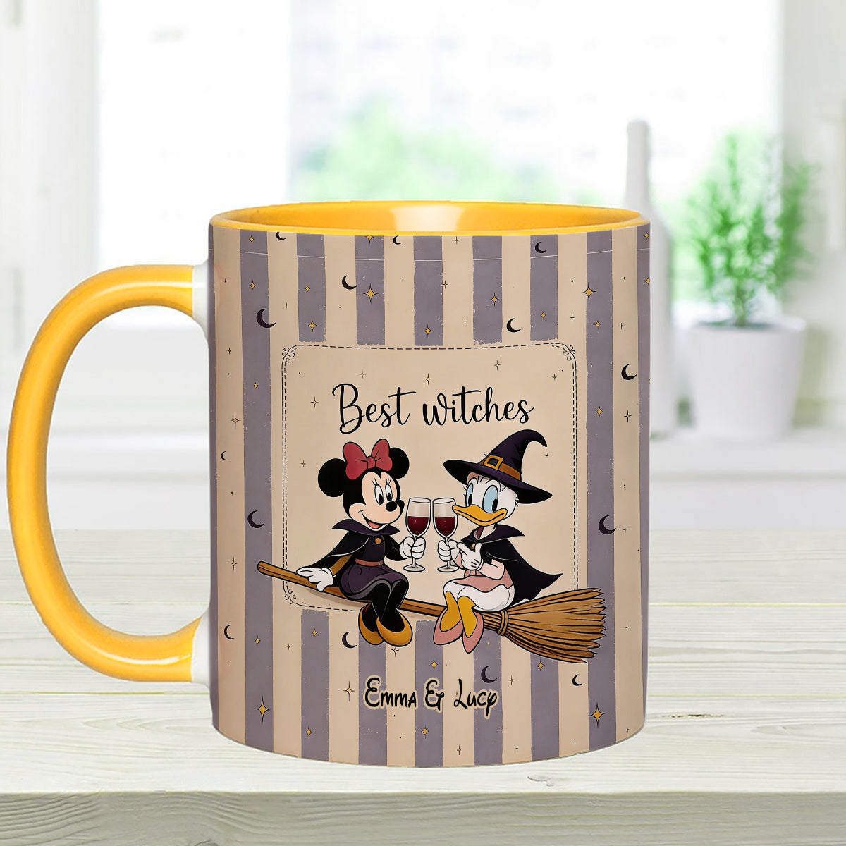 Best Witches, Besties Gift Idea - Personalized Witch Set Accent Mug with Acrylic Stirrers
