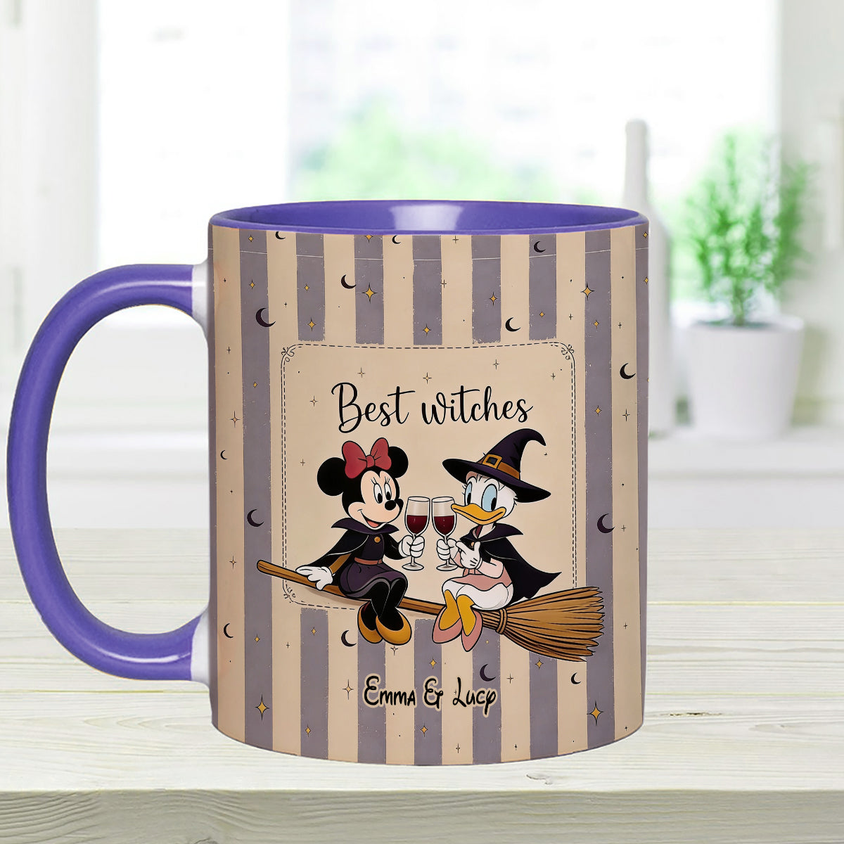 Best Witches, Besties Gift Idea - Personalized Witch Set Accent Mug with Acrylic Stirrers