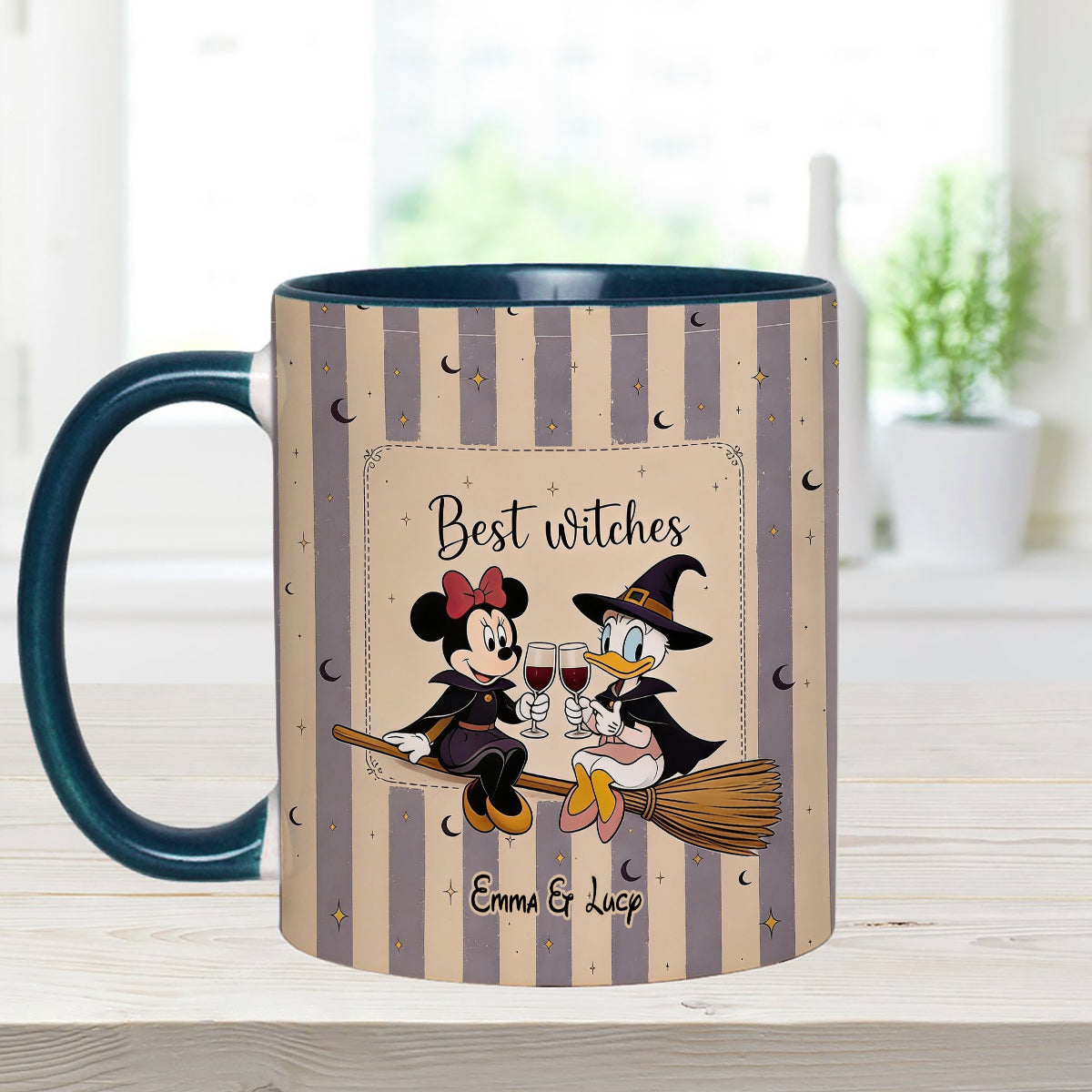 Best Witches, Besties Gift Idea - Personalized Witch Set Accent Mug with Acrylic Stirrers