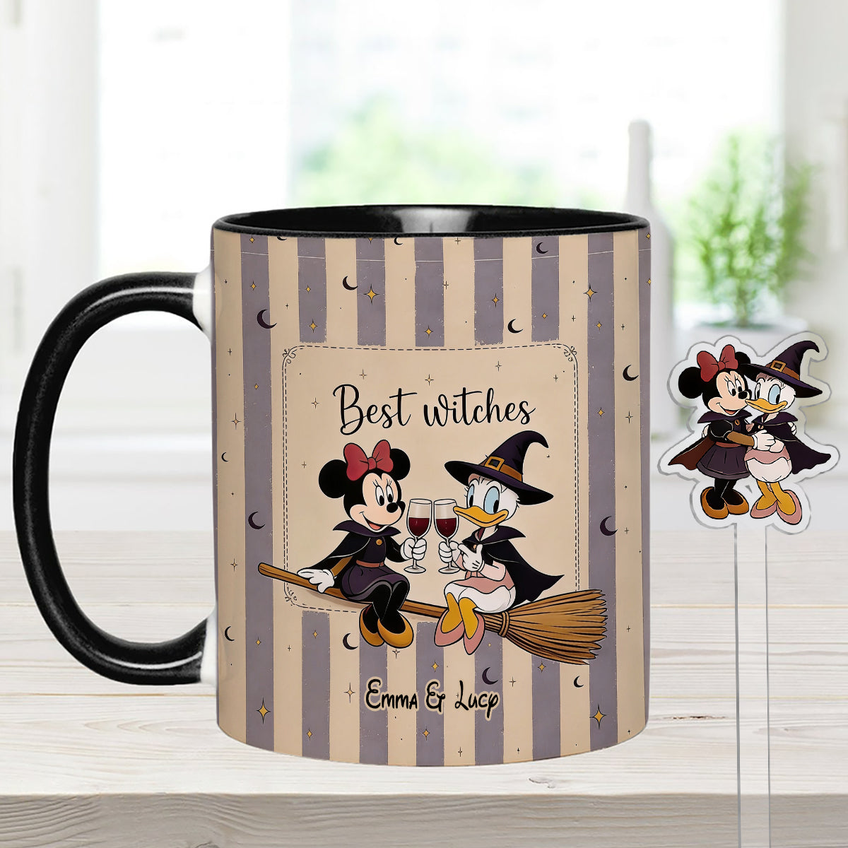 Best Witches, Besties Gift Idea - Personalized Witch Set Accent Mug with Acrylic Stirrers