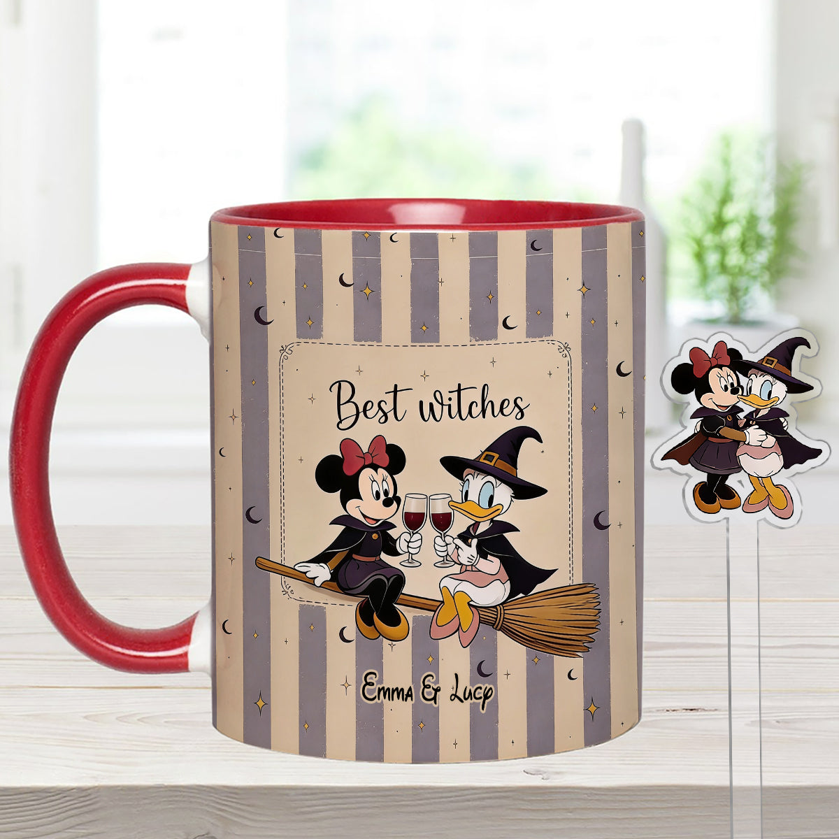 Best Witches, Besties Gift Idea - Personalized Witch Set Accent Mug with Acrylic Stirrers