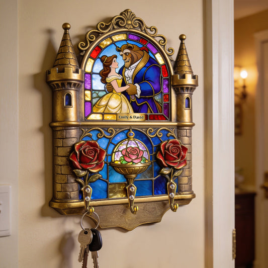 Roantic Couple Castle - Personalized Beauty And The Beast Custom Shaped Hanging Rack