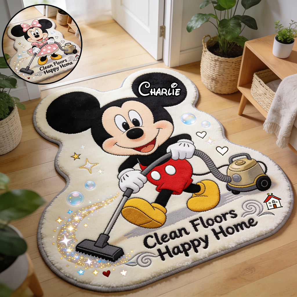Clean Floors Happy Home - Personalized Mouse Non-Slip Tufted Rug