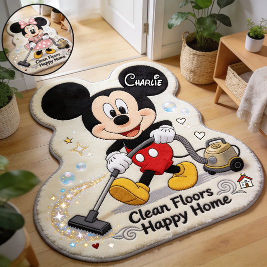Clean Floors Happy Home - Personalized Mouse Non-Slip Tufted Rug