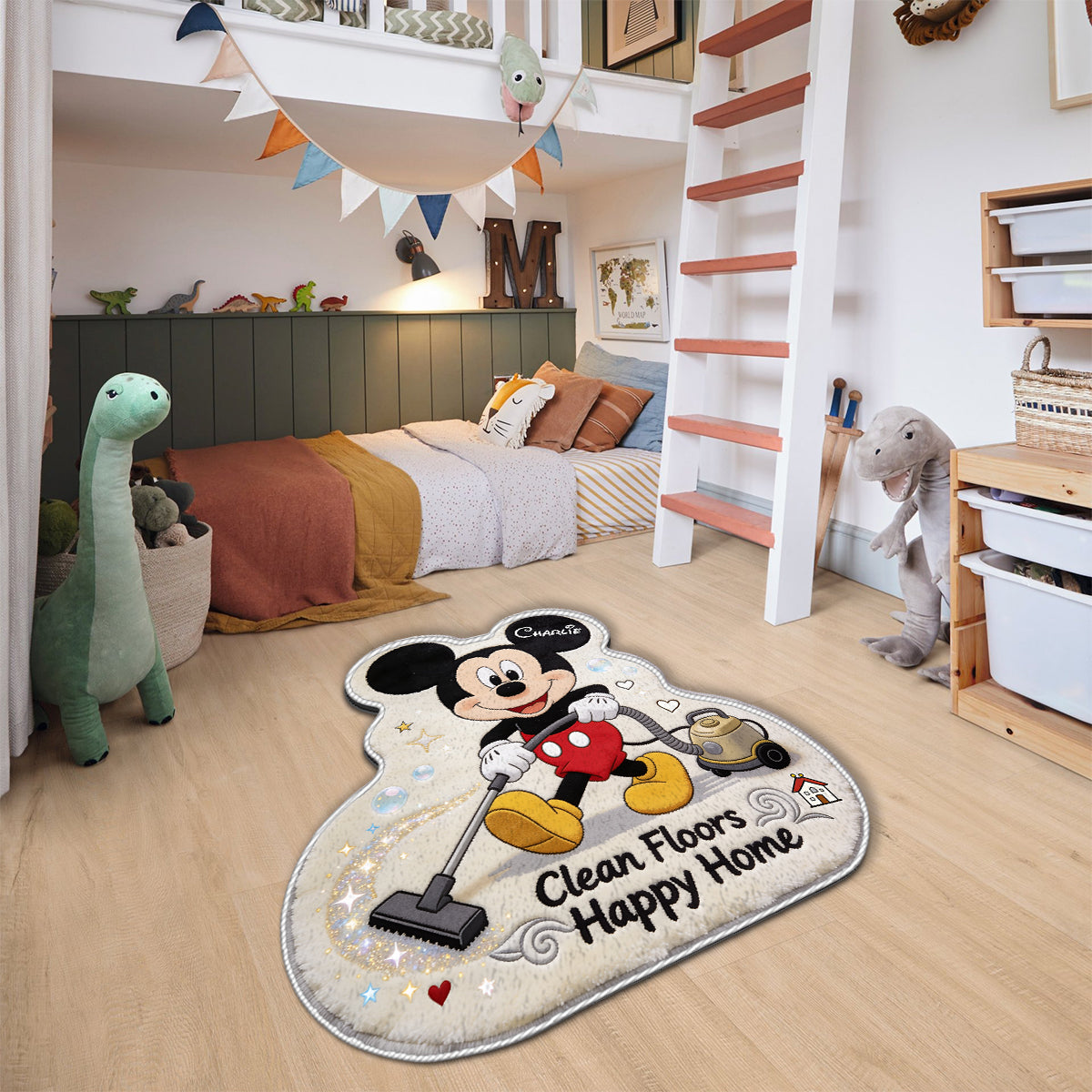 Clean Floors Happy Home - Personalized Mouse Non-Slip Tufted Rug