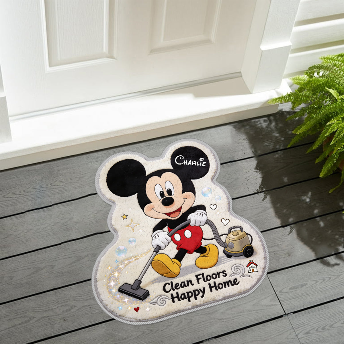 Clean Floors Happy Home - Personalized Mouse Non-Slip Tufted Rug