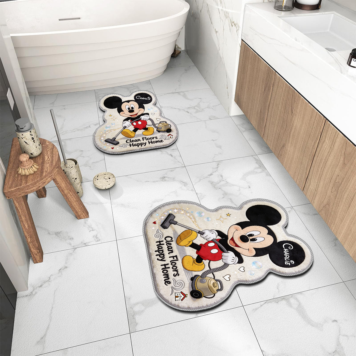 Clean Floors Happy Home - Personalized Mouse Non-Slip Tufted Rug