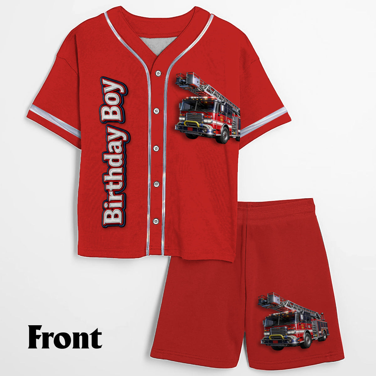 Birthday Fire Truck - Personalized Birthday Kid Jersey Shirt & Shorts