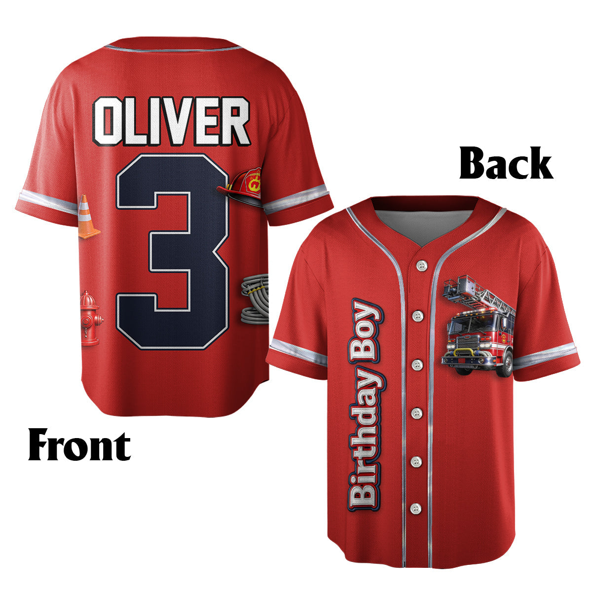Birthday Fire Truck - Personalized Birthday Kid Jersey Shirt & Shorts