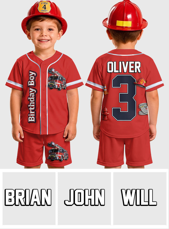 Birthday Fire Truck - Personalized Birthday Kid Jersey Shirt & Shorts