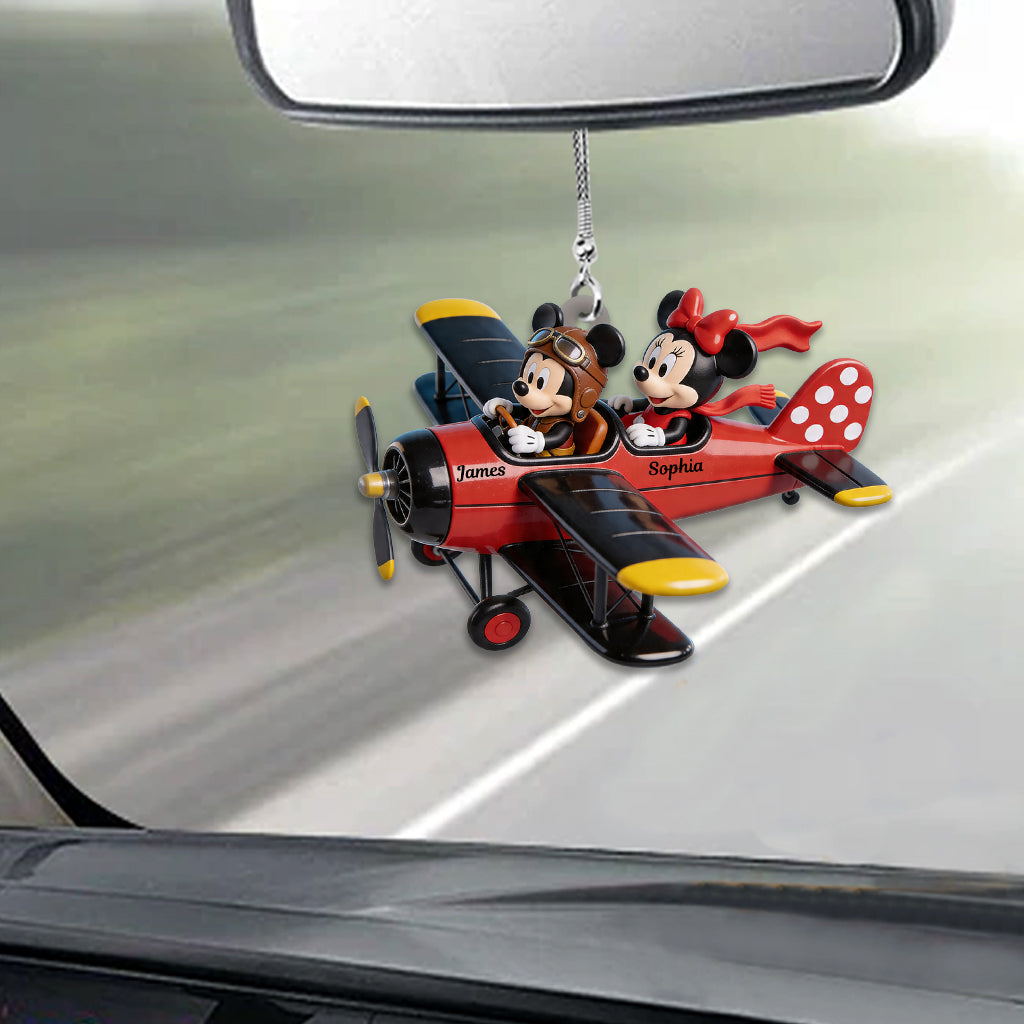 Mouse Couple Plane - Personalized Mouse Car Ornament