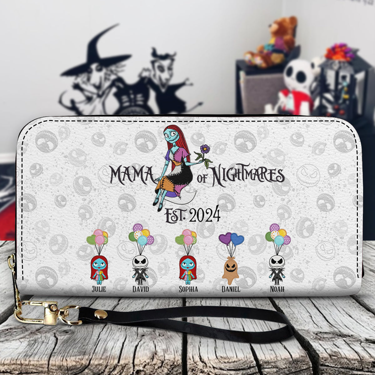 Mama Of Nightmares - Personalized Nightmare Leather Long Wallet