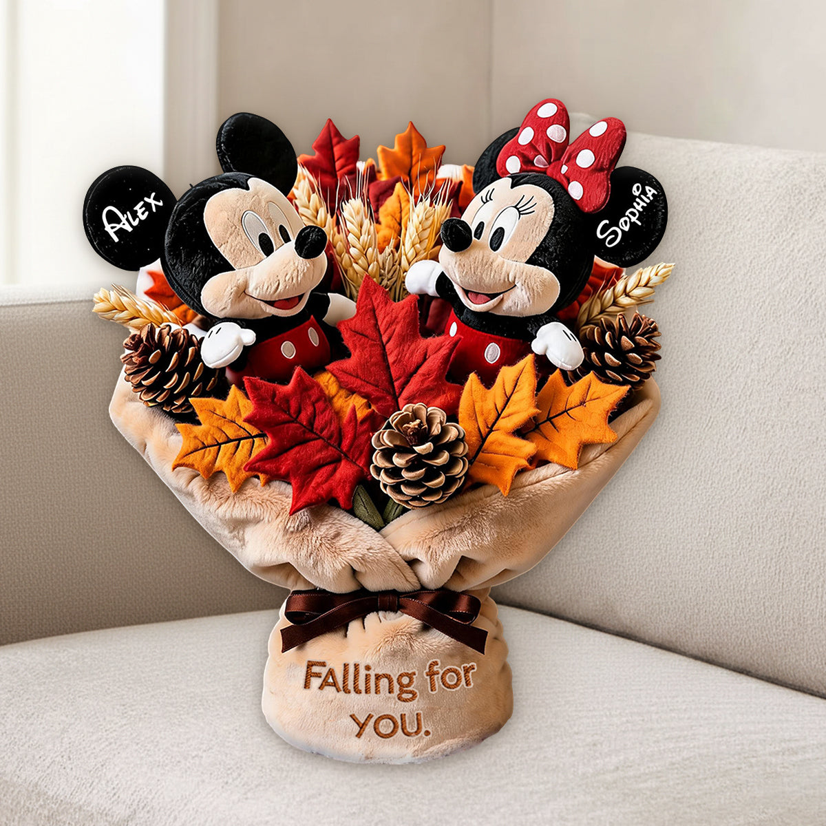 Falling For You Autumn Vibes - Personalized Mouse Premium Faux Fur Pillow