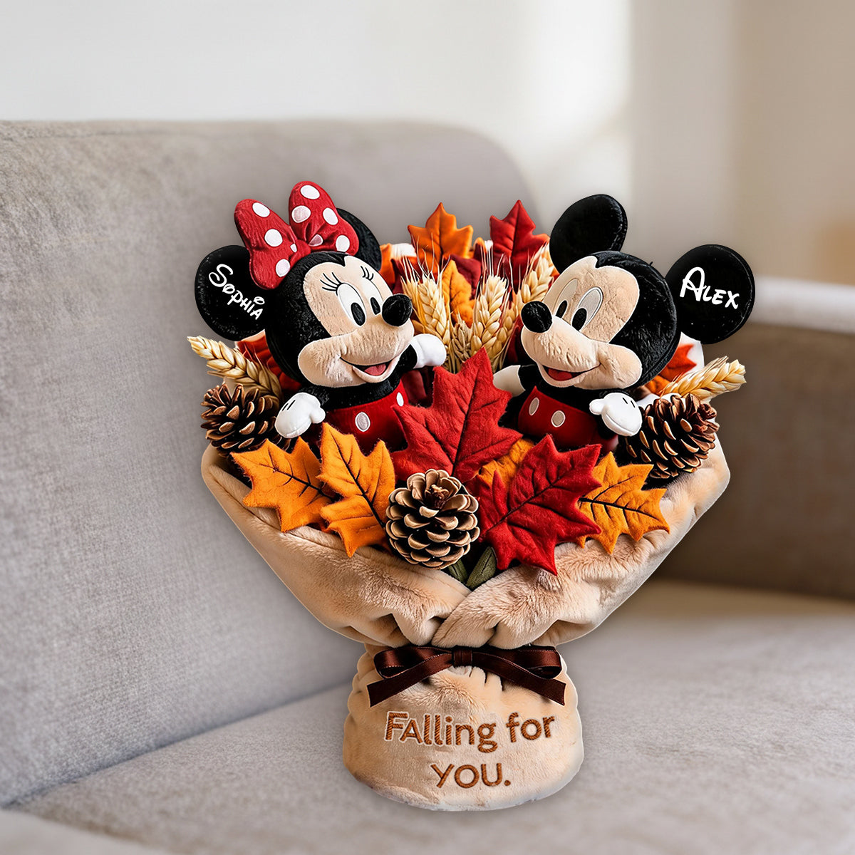 Falling For You Autumn Vibes - Personalized Mouse Premium Faux Fur Pillow