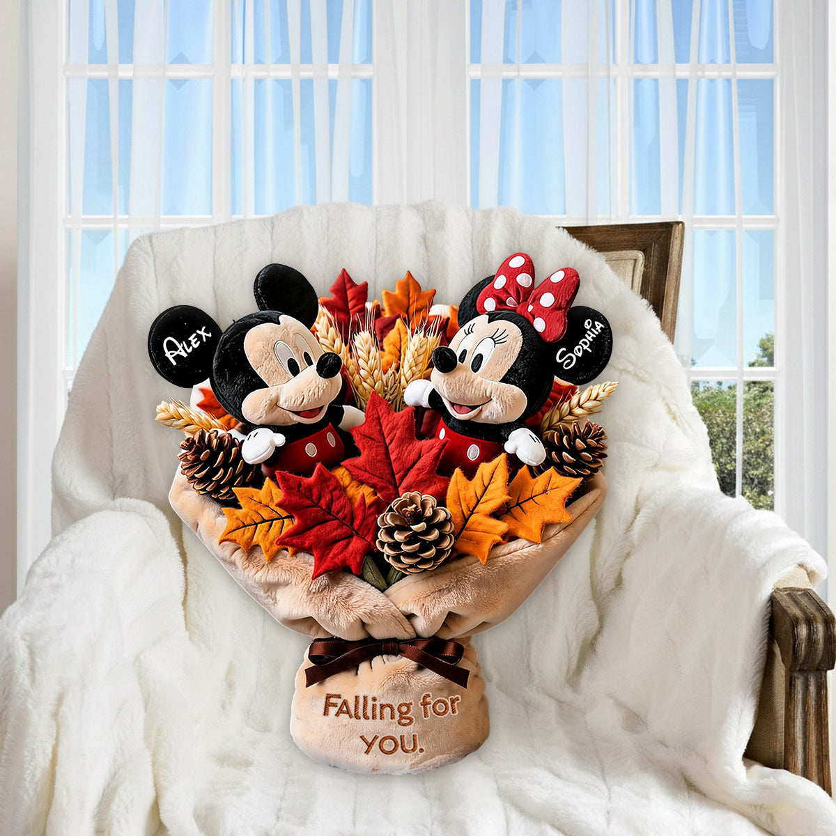 Falling For You Autumn Vibes - Personalized Mouse Premium Faux Fur Pillow