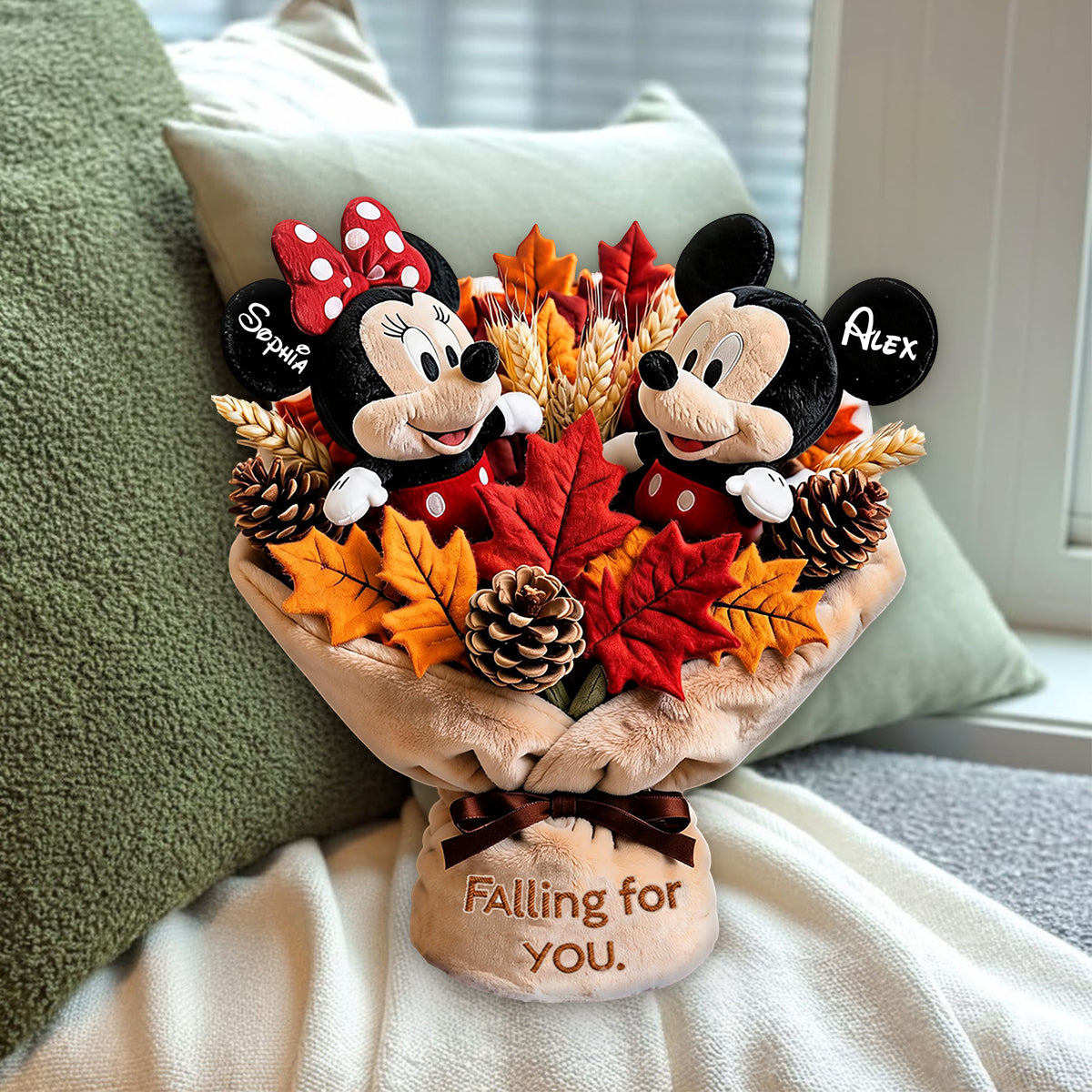 Falling For You Autumn Vibes - Personalized Mouse Premium Faux Fur Pillow
