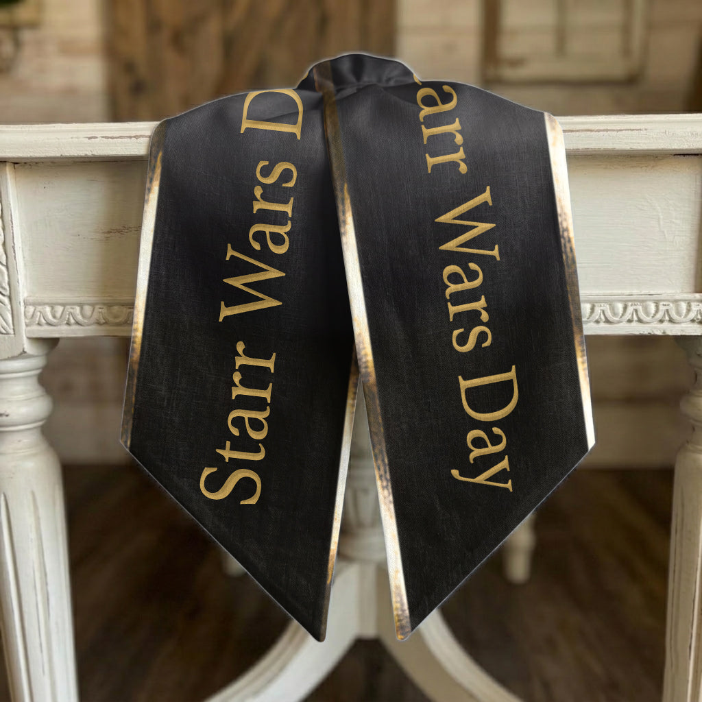 May The Fourth Be With You - Personalized The Force Shaped Wood Sign With Sash
