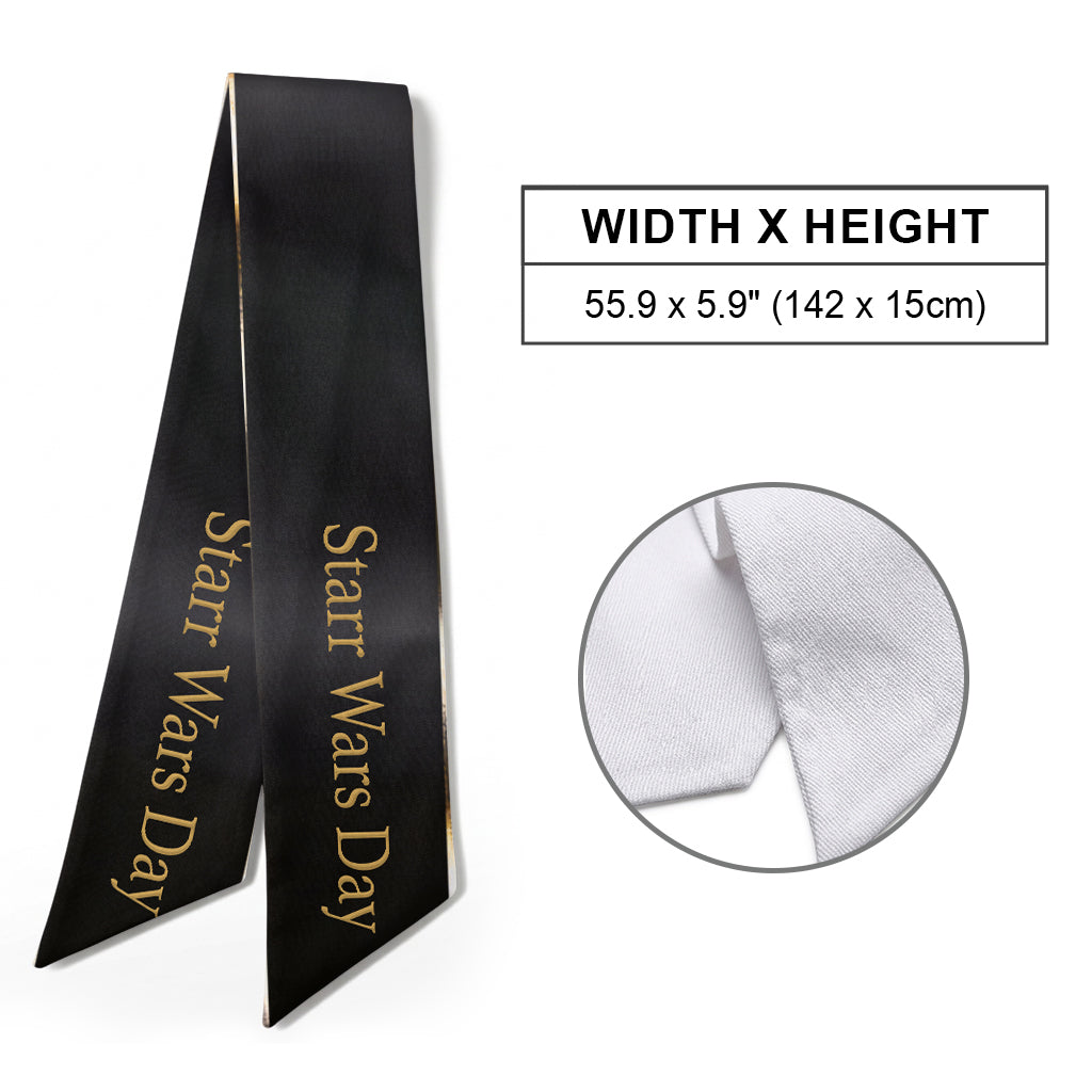 May The Fourth Be With You - Personalized The Force Shaped Wood Sign With Sash