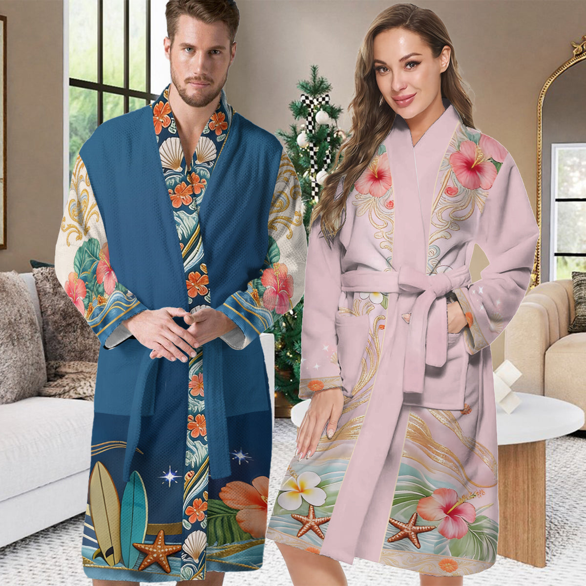Ohana Vibe - Personalized Ohana Pajama Kimono Robe