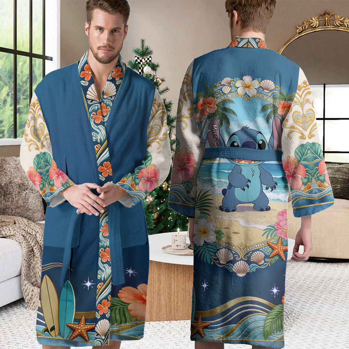 Ohana Vibe - Personalized Ohana Pajama Kimono Robe