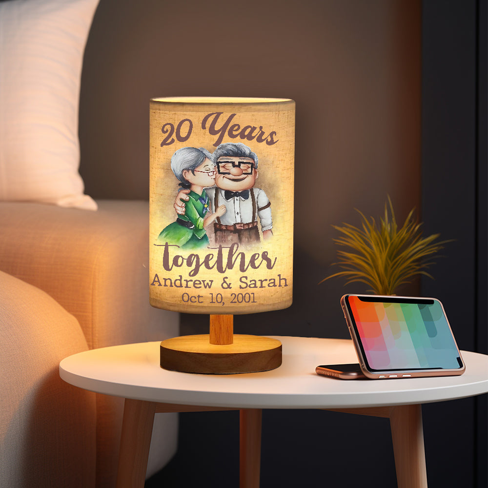 Together Since - Personalized Mouse Table Lamp with Wood Base