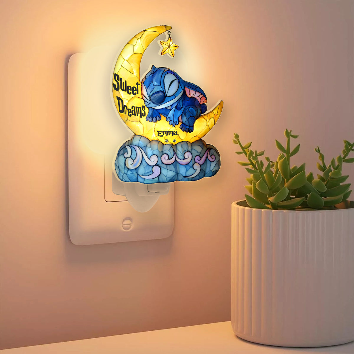 Sweet Dreams Blue Ohana - Personalized Ohana Acrylic Plug-In Night Light