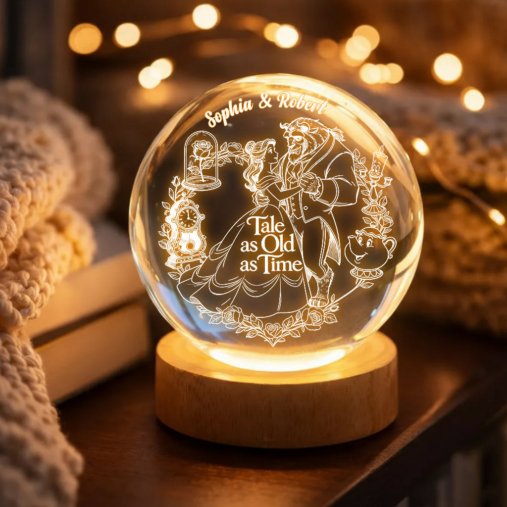 Tale As Old As Time - Personalized Beauty And The Beast Crystal Ball Night Light