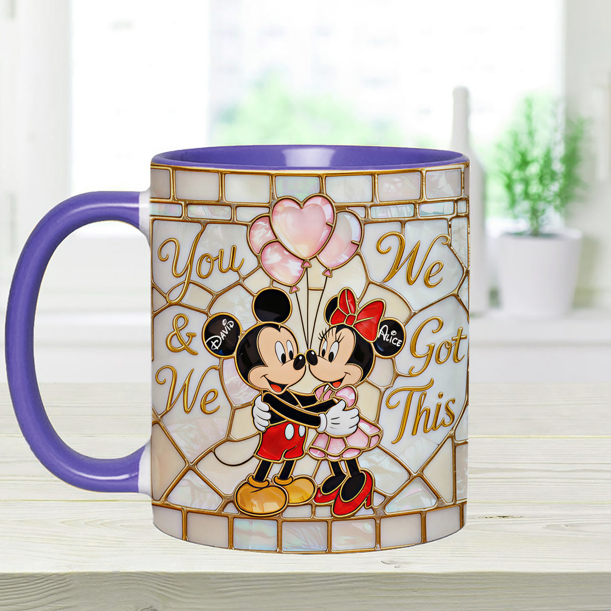 You & Me We Got This - Personalized Mouse Set Accent Mug with Acrylic Stirrers