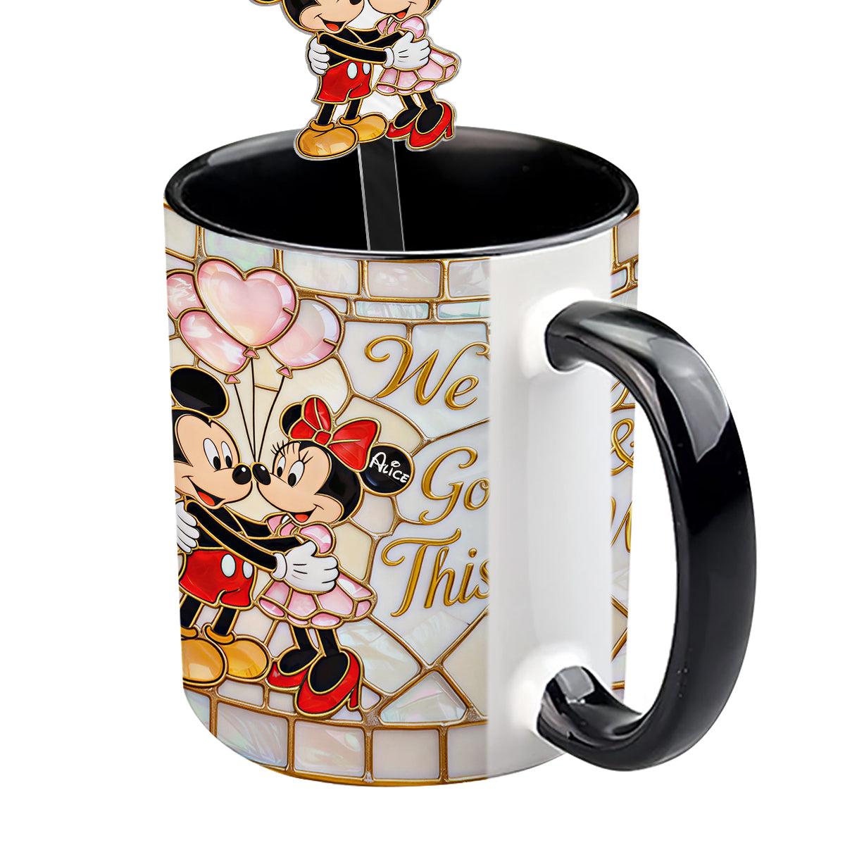 You & Me We Got This - Personalized Mouse Set Accent Mug with Acrylic Stirrers