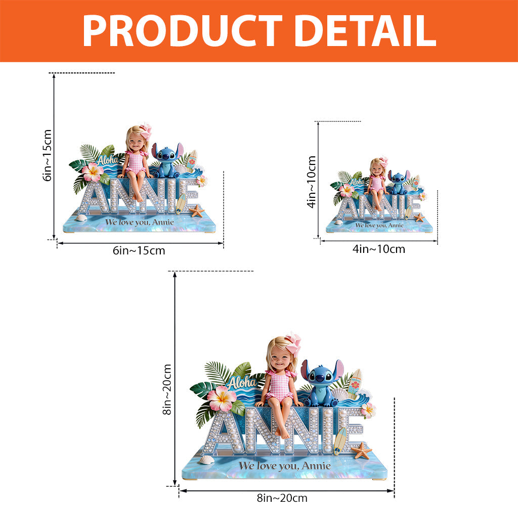 Hawaiian Cartoon Monster, Gift for Kids - Personalized Ohana Custom Shaped Acrylic Plaque