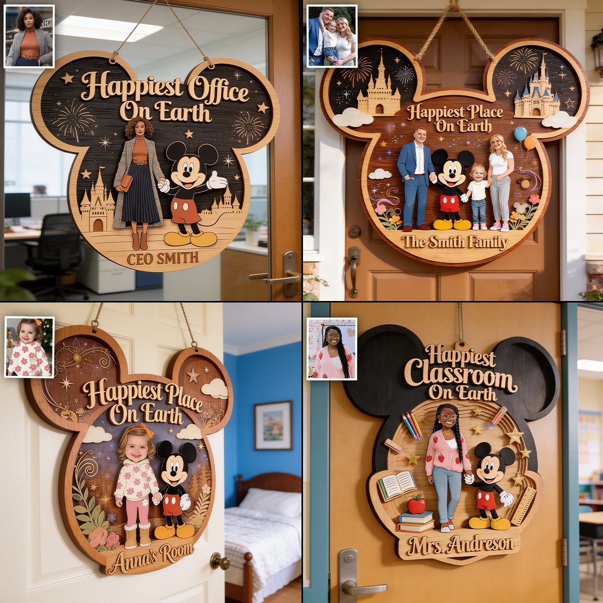 Happiest place On The Planet - Personalized Mouse Custom Shaped Wood Sign